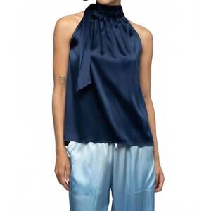 NEW MAX&MOI taymee silk sleeveless top in marine